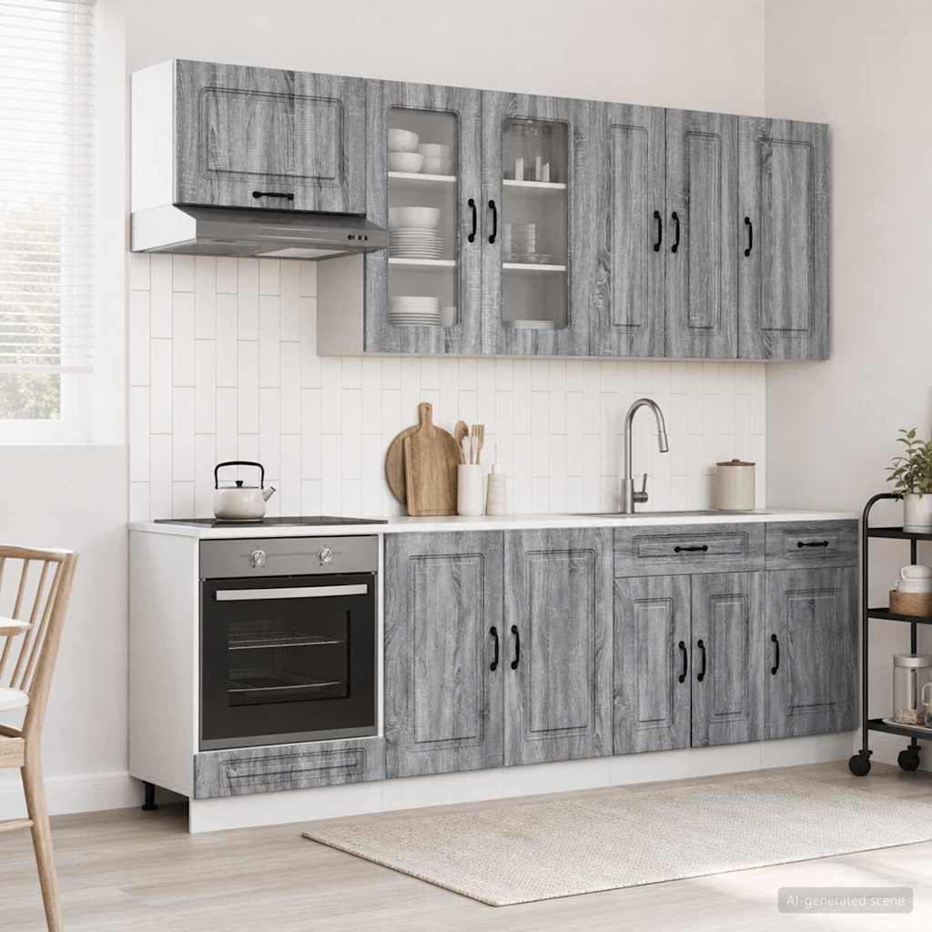 vidaXL Μονάδα κουζίνας KALMAR 8 pcs Γκρι Sonoma Επεξεργασμένο Ξύλο