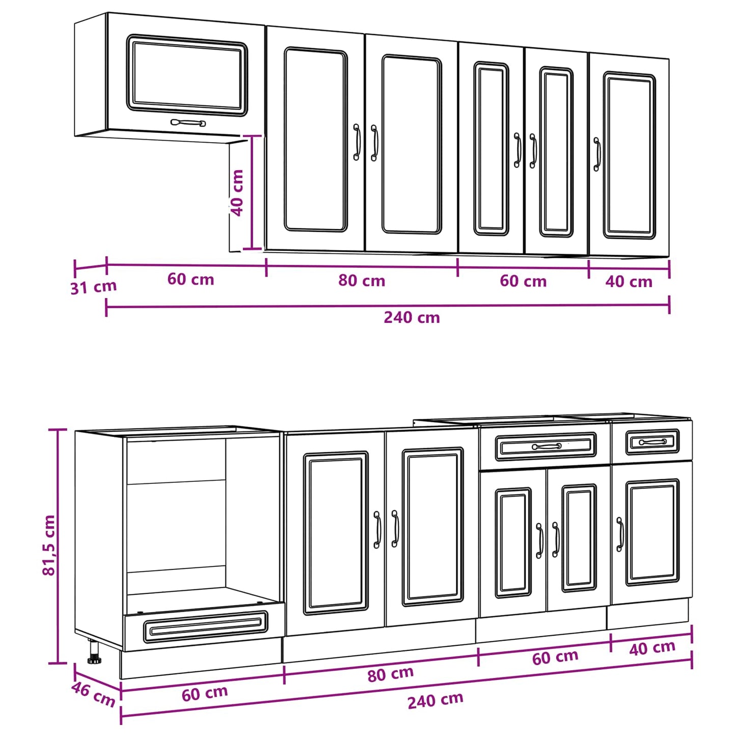 vidaXL Μονάδα κουζίνας KALMAR 8 pcs Γκρι Sonoma Επεξεργασμένο Ξύλο