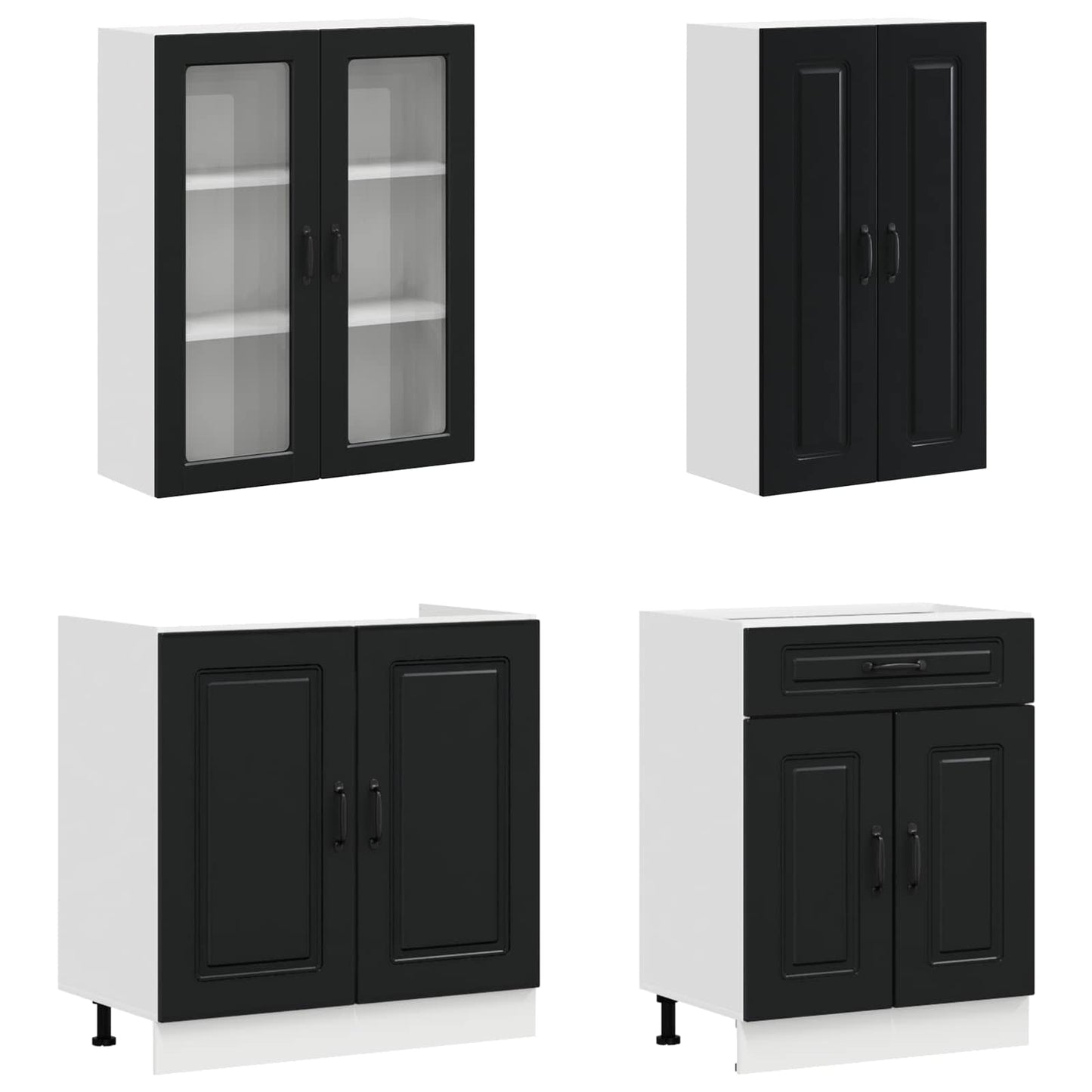 vidaXL Μονάδα κουζίνας KALMAR 8 pcs Μαύρο Επεξεργασμένο Ξύλο