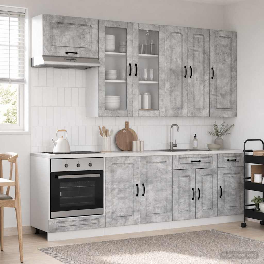 vidaXL Μονάδα κουζίνας KALMAR 8 pcs Γκρι Σκυροδέματος