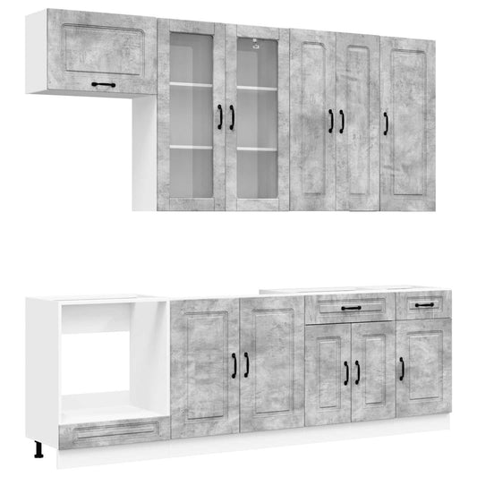vidaXL Μονάδα κουζίνας KALMAR 8 pcs Γκρι Σκυροδέματος