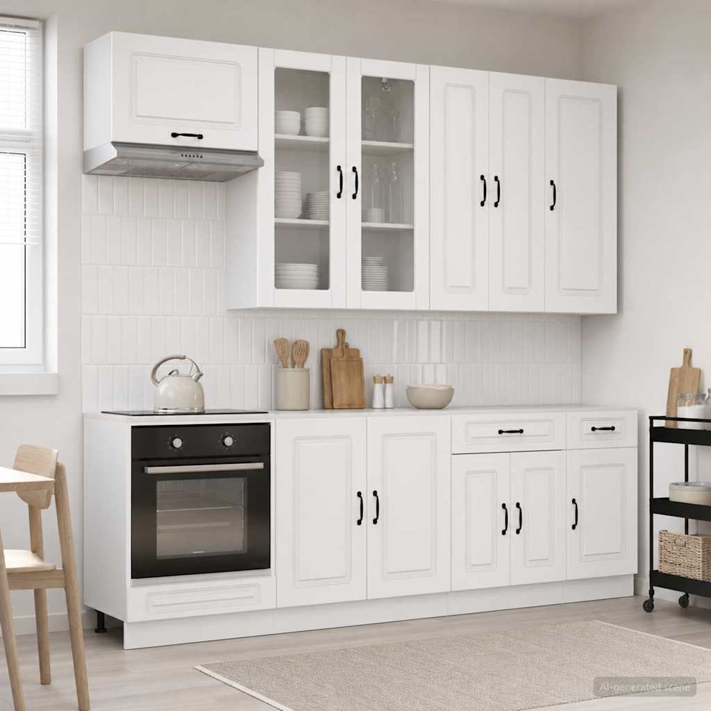 vidaXL Μονάδα κουζίνας KALMAR 8 pcs Γυαλιστερό Λευκό