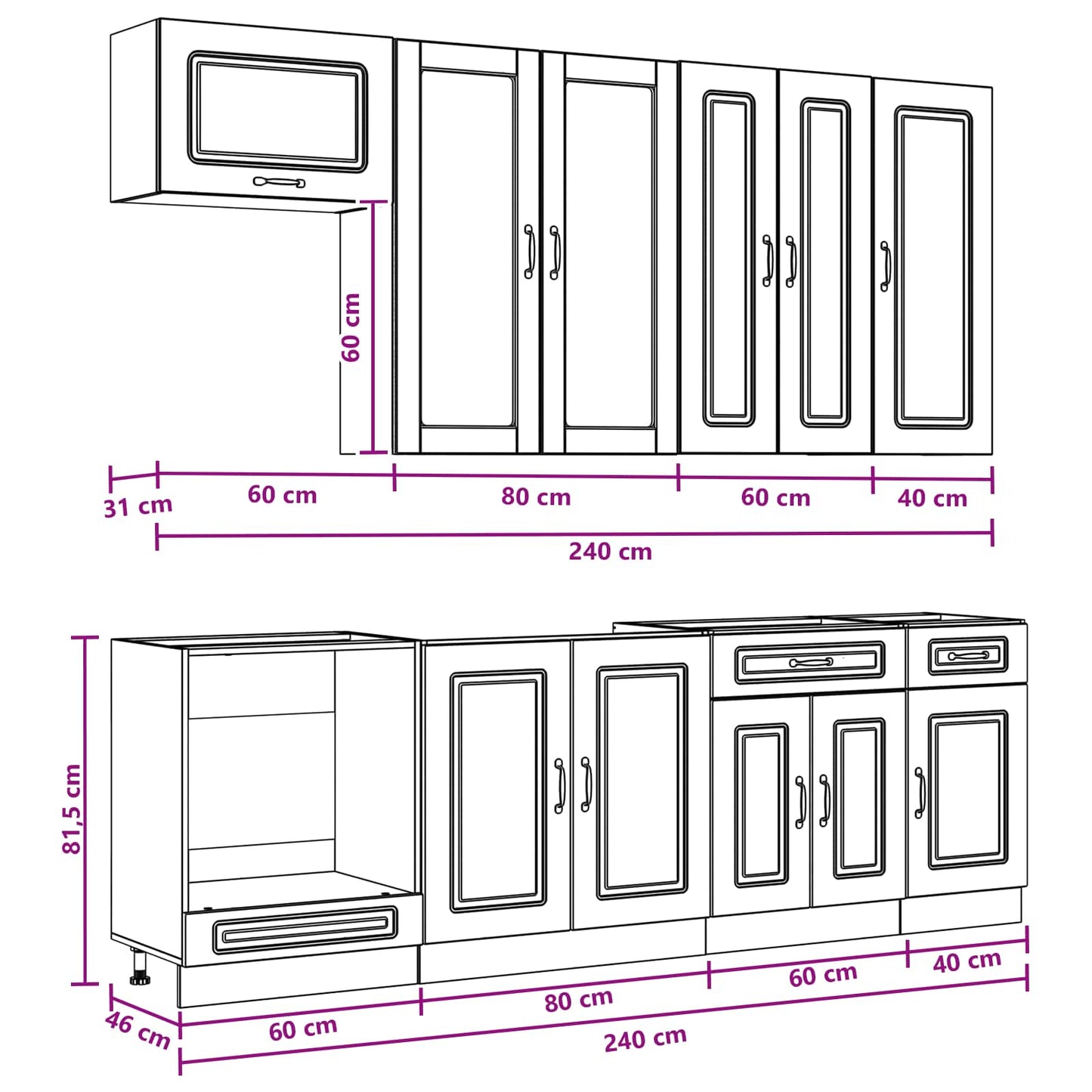 vidaXL Μονάδα κουζίνας KALMAR 8 pcs Καπνισμένο Ξύλο Δρυός