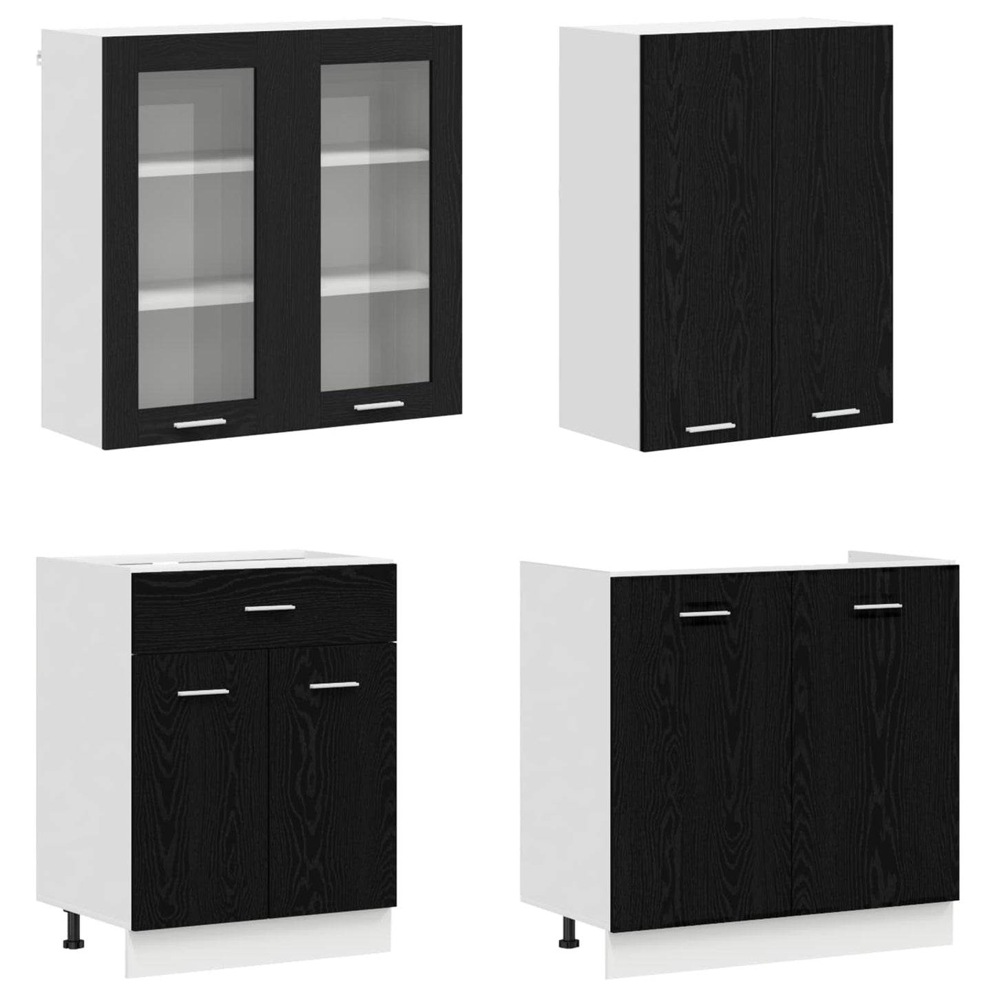 vidaXL Μονάδα κουζίνας LYON 8 pcs Μαύρη Δρυς Επεξεργασμένο Ξύλο