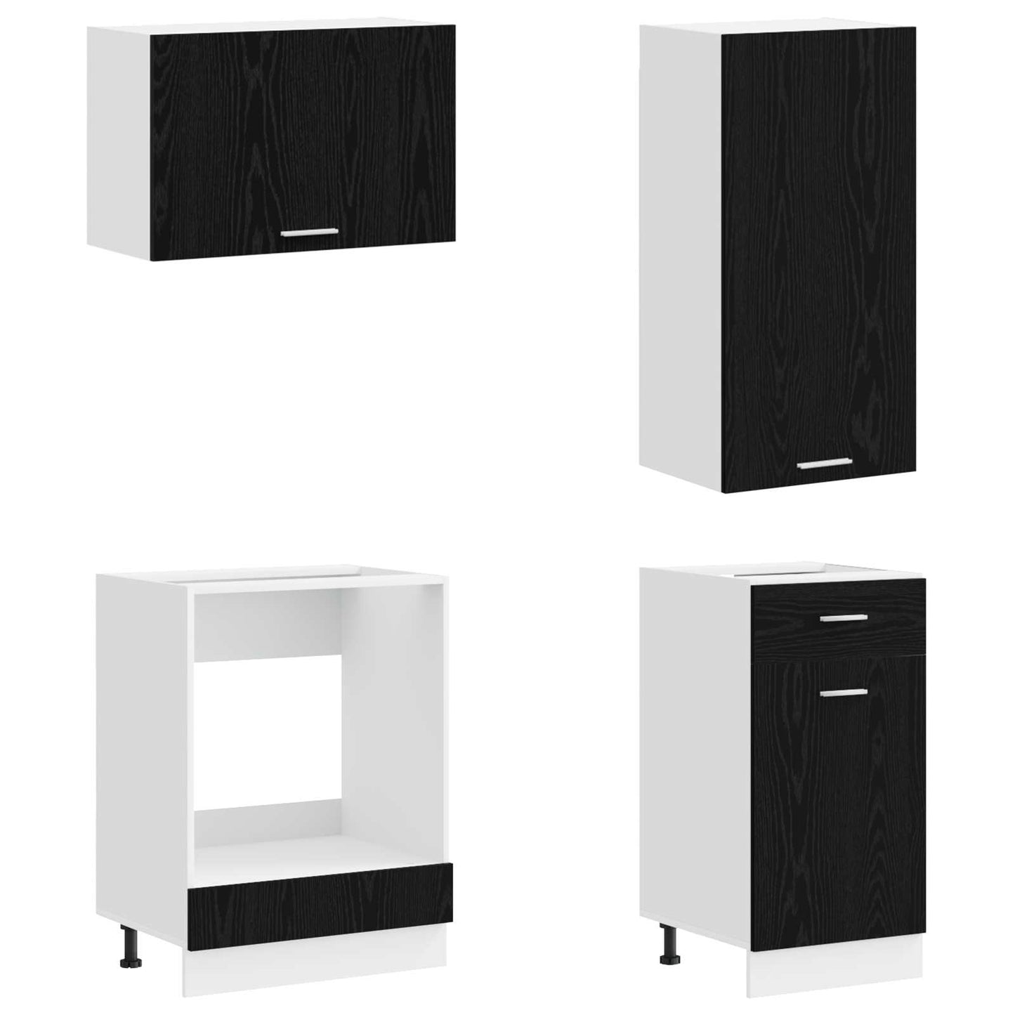 vidaXL Μονάδα κουζίνας LYON 8 pcs Μαύρη Δρυς Επεξεργασμένο Ξύλο