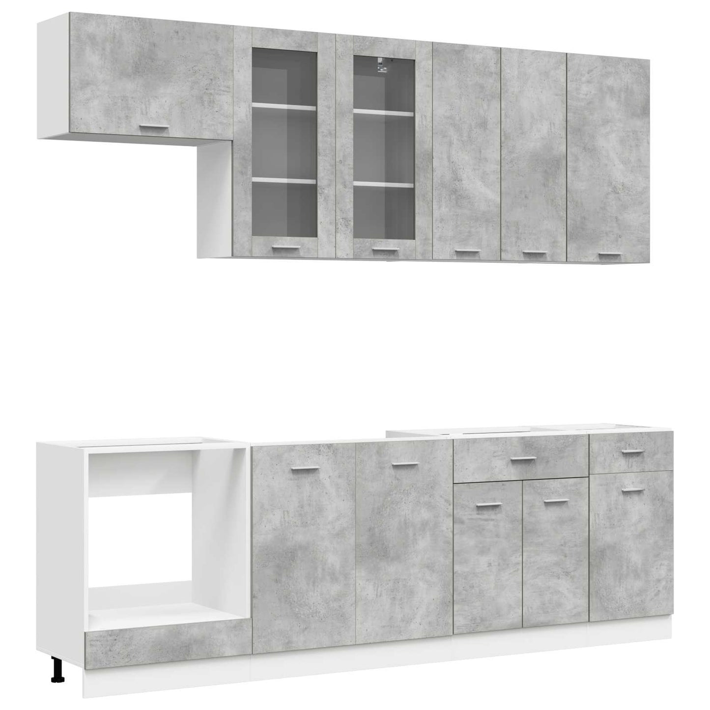 vidaXL Μονάδα κουζίνας LYON 8 pcs Γκρι Σκυροδέματος Επεξεργασμένο Ξύλο