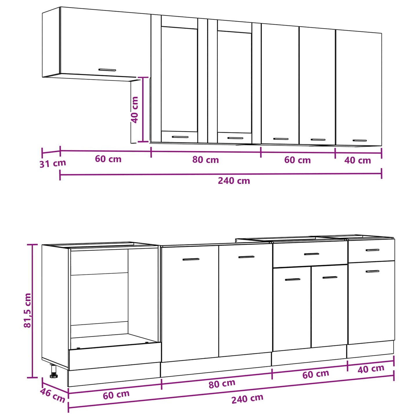 vidaXL Μονάδα κουζίνας LYON 8 pcs Γκρι Σκυροδέματος Επεξεργασμένο Ξύλο
