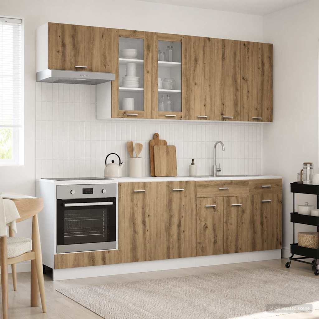 vidaXL Μονάδα κουζίνας LYON 8 pcs Artisan Δρυς Επεξεργασμένο Ξύλο