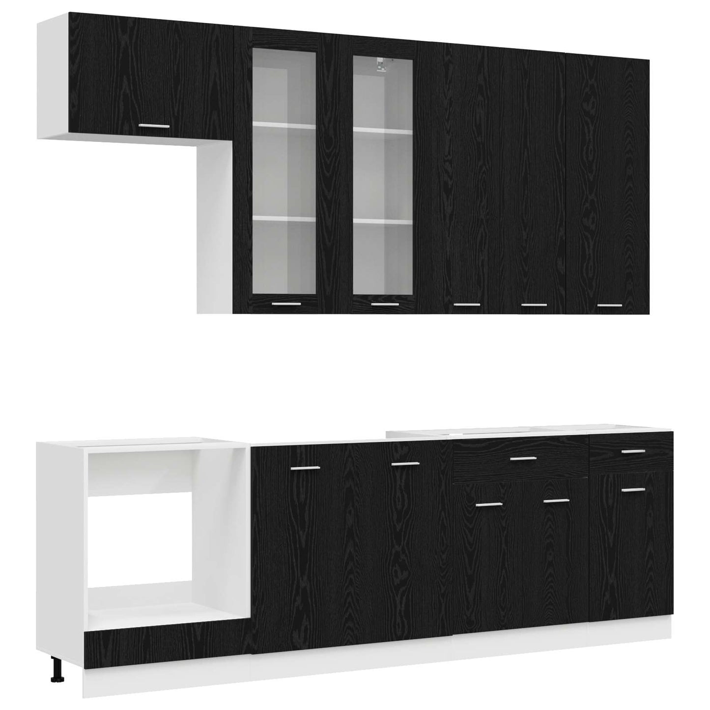 vidaXL Μονάδα κουζίνας LYON 8 pcs Μαύρη Δρυς Επεξεργασμένο Ξύλο
