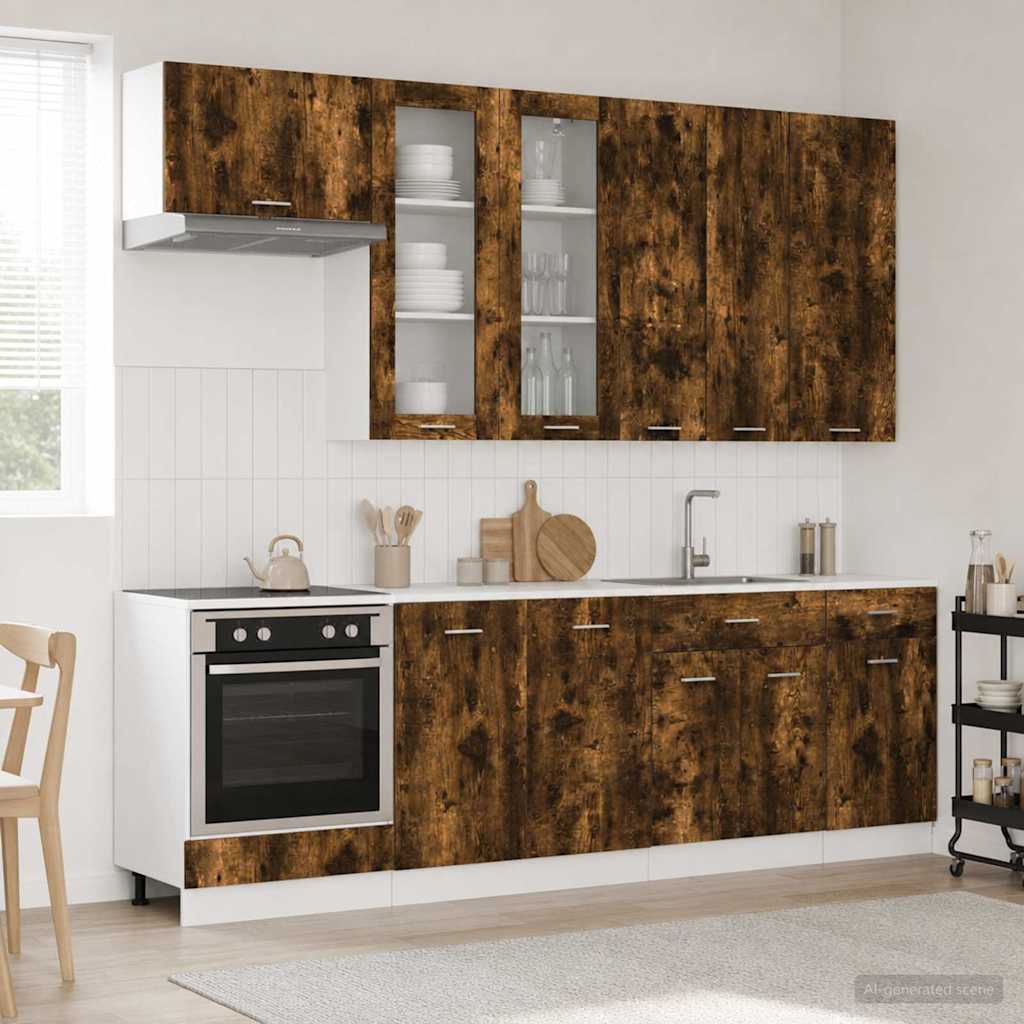 vidaXL Μονάδα κουζίνας LYON 8 pcs Καπνισμένο Ξύλο Δρυός