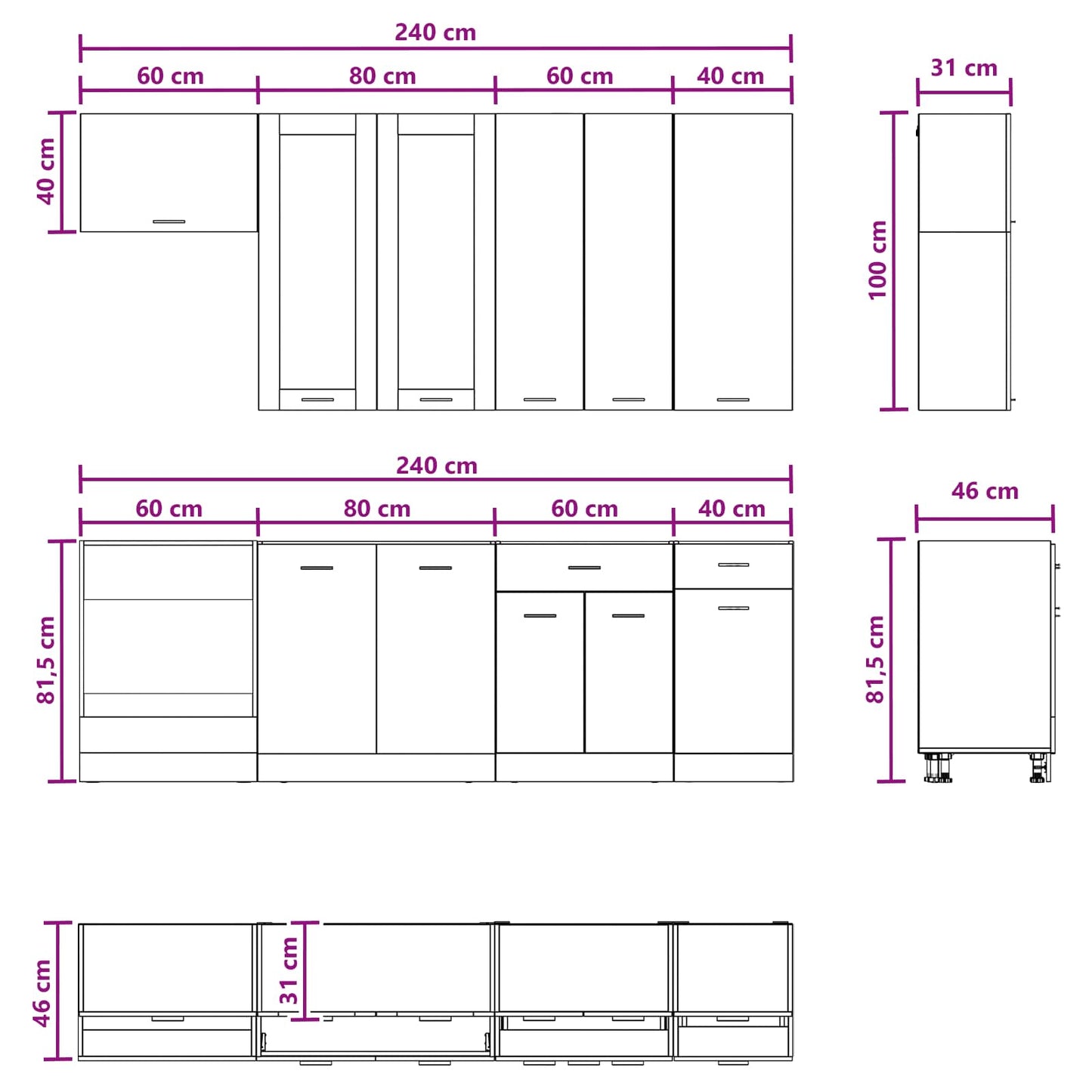 vidaXL Μονάδα κουζίνας LYON 8 pcs Παλαιωμένο ξύλο Επεξεργασμένο Ξύλο