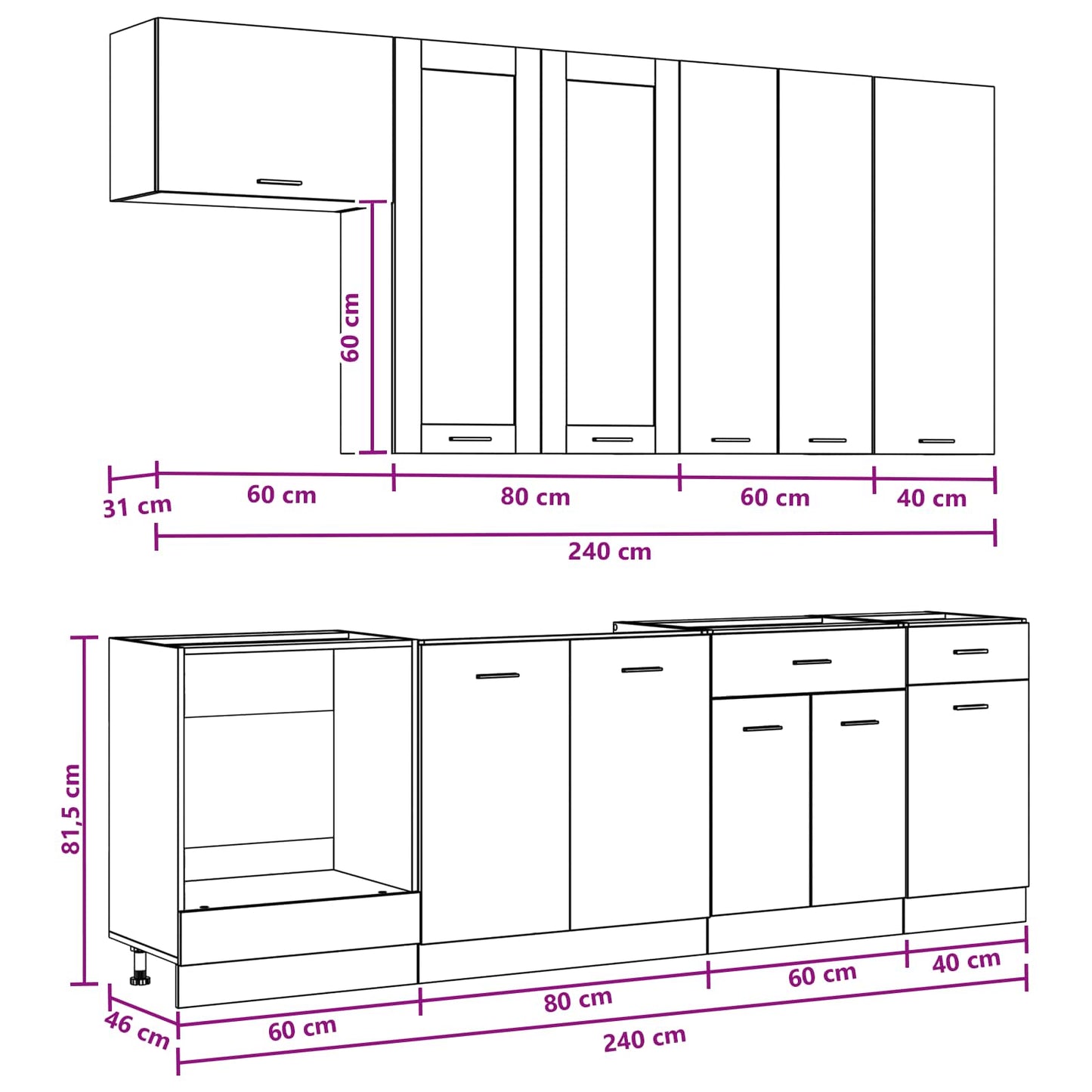 vidaXL Μονάδα κουζίνας LYON 8 pcs Παλαιωμένο ξύλο Επεξεργασμένο Ξύλο