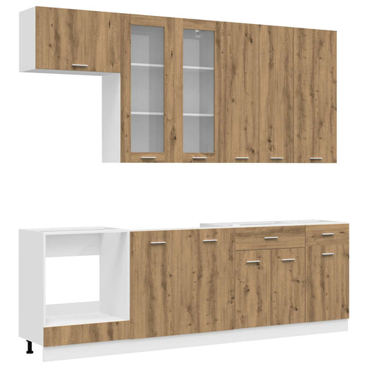 vidaXL Μονάδα κουζίνας LYON 8 pcs Artisan Δρυς Επεξεργασμένο Ξύλο