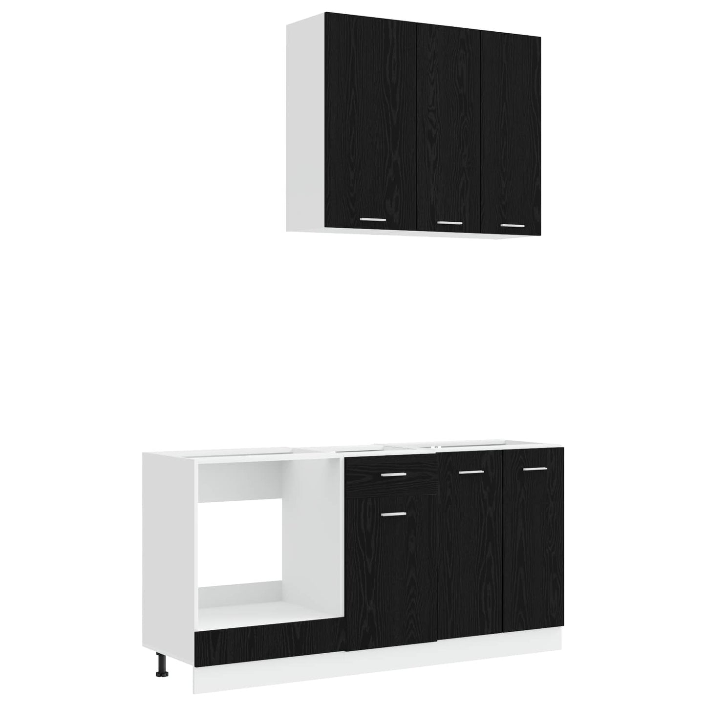 vidaXL Μονάδα κουζίνας LYON 5 pcs Μαύρη Δρυς Επεξεργασμένο Ξύλο