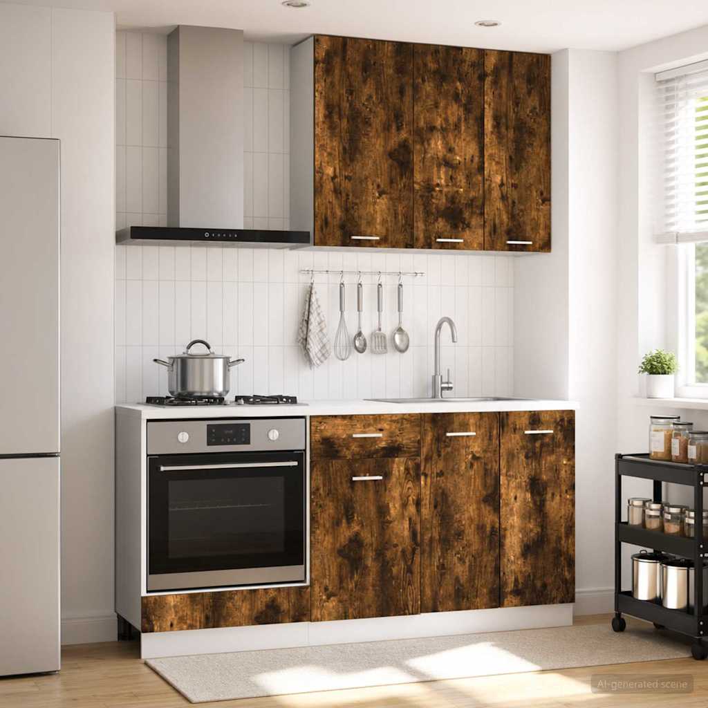 vidaXL Μονάδα κουζίνας LYON 5 pcs Καπνισμένο Ξύλο Δρυός