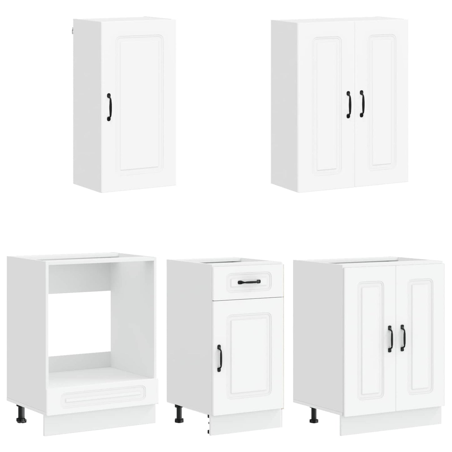 vidaXL Μονάδα κουζίνας KALMAR 5 pcs Λευκό Επεξεργασμένο Ξύλο