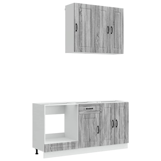 vidaXL Μονάδα κουζίνας KALMAR 5 pcs Γκρι Sonoma Επεξεργασμένο Ξύλο
