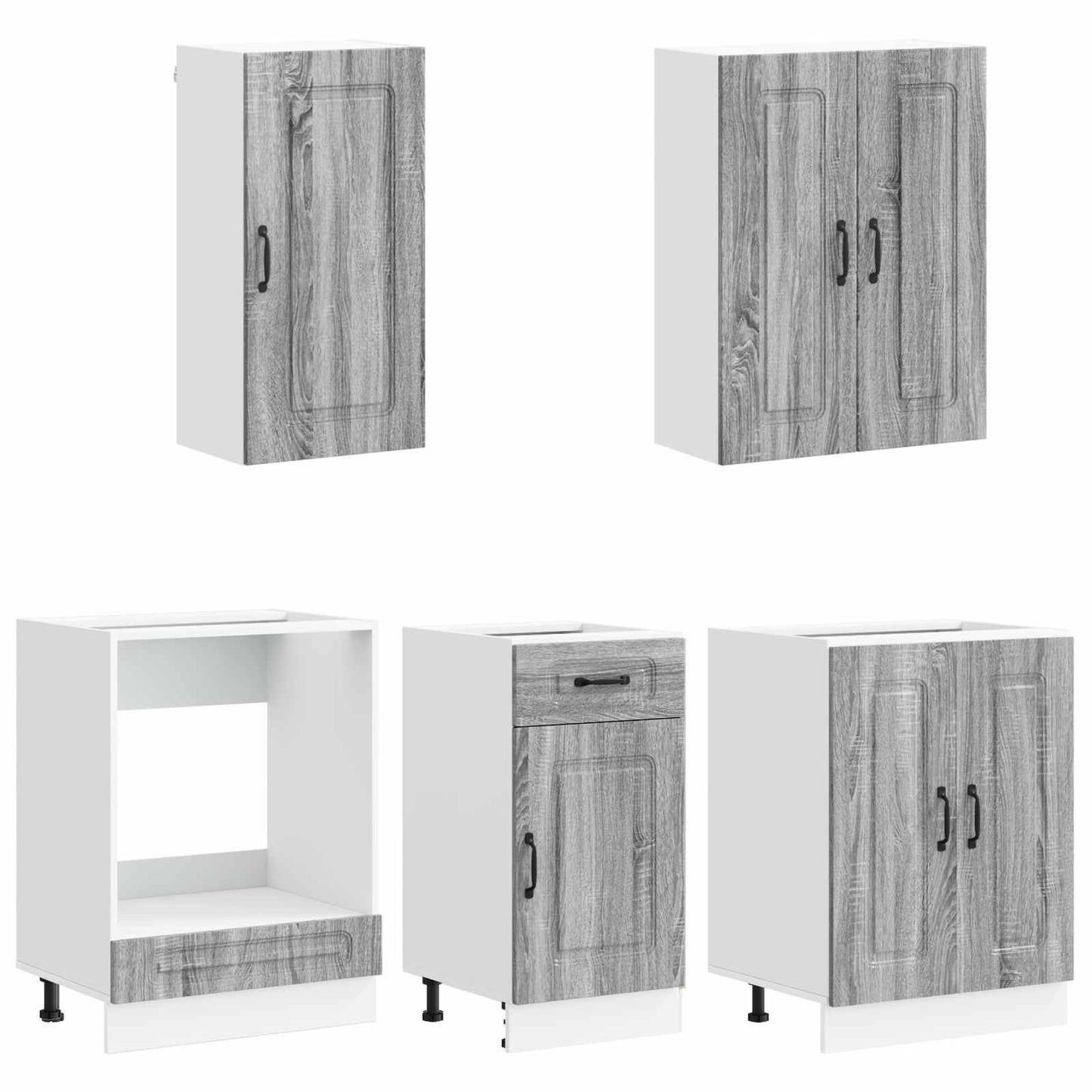 vidaXL Μονάδα κουζίνας KALMAR 5 pcs Γκρι Sonoma Επεξεργασμένο Ξύλο