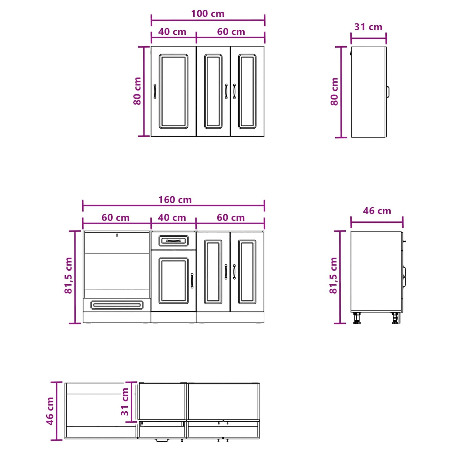 vidaXL Μονάδα κουζίνας KALMAR 5 pcs Γκρι Sonoma Επεξεργασμένο Ξύλο