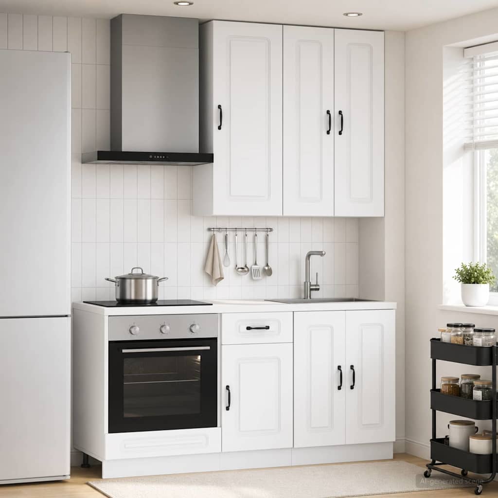 vidaXL Μονάδα κουζίνας KALMAR 5 pcs Λευκό Επεξεργασμένο Ξύλο