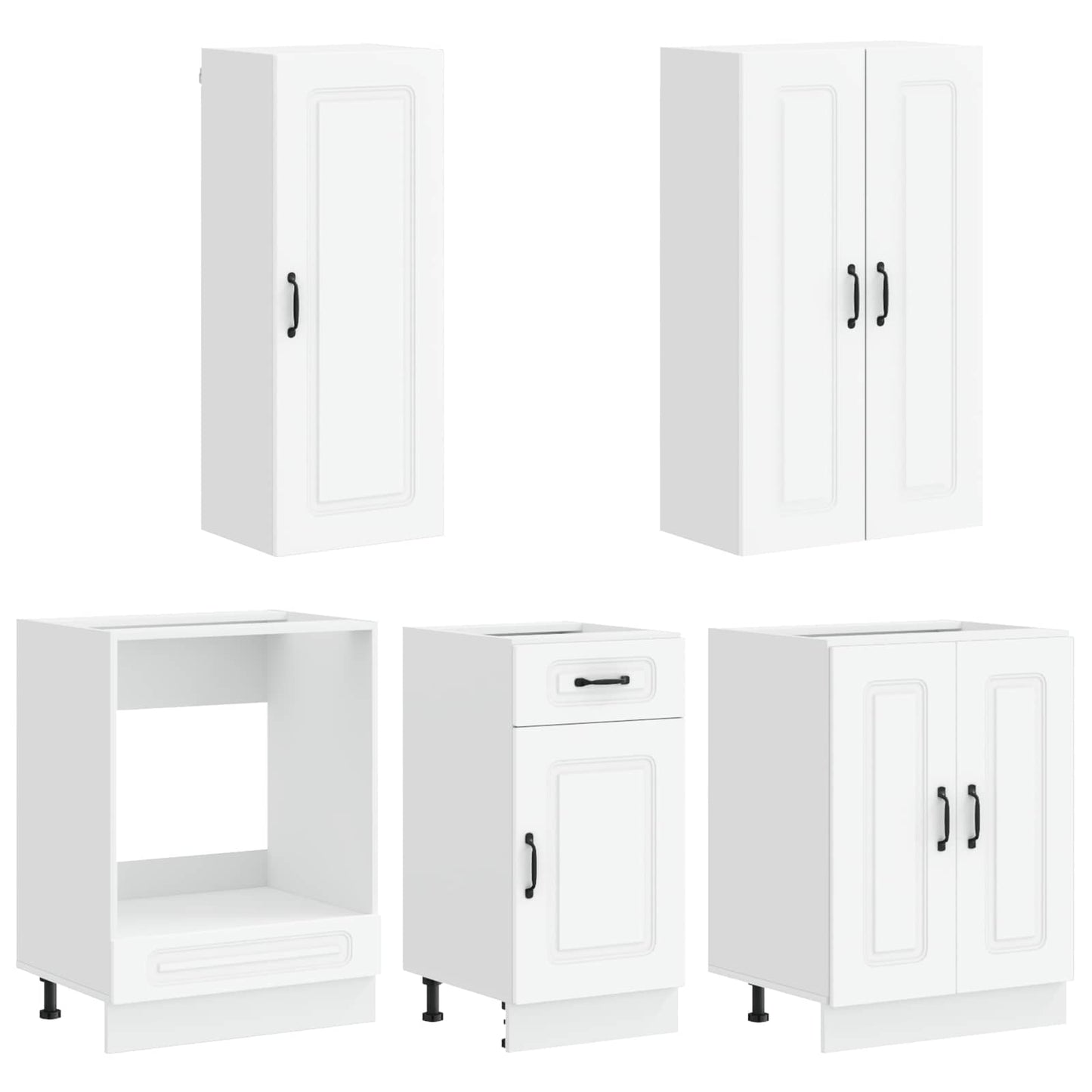 vidaXL Μονάδα κουζίνας KALMAR 5 pcs Λευκό Επεξεργασμένο Ξύλο