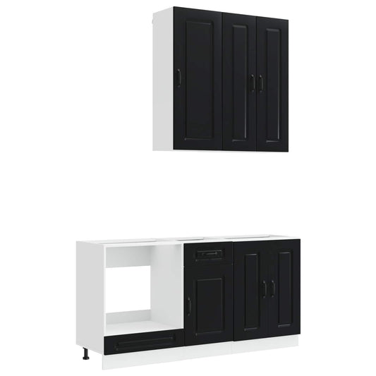 vidaXL Μονάδα κουζίνας KALMAR 5 pcs Μαύρο Επεξεργασμένο Ξύλο