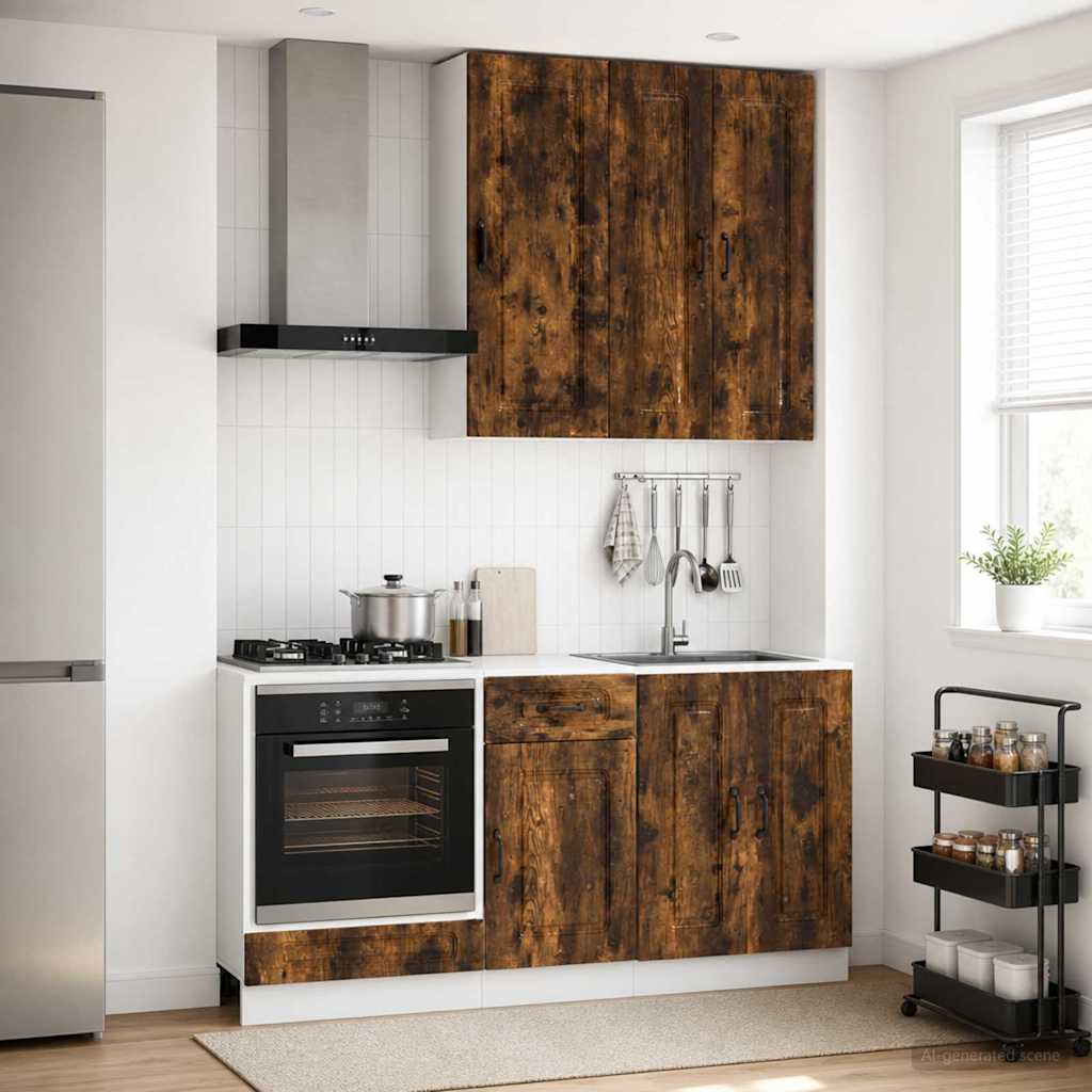 vidaXL Μονάδα κουζίνας KALMAR 5 pcs Καπνισμένο Ξύλο Δρυός