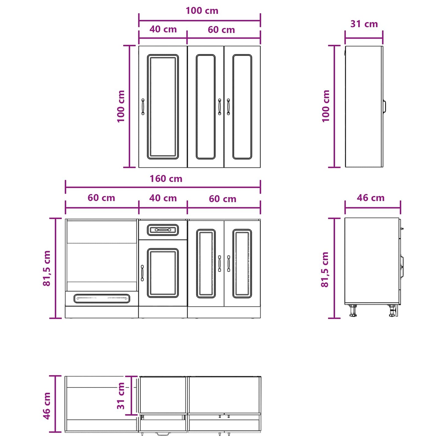 vidaXL Μονάδα κουζίνας KALMAR 5 pcs Καπνισμένο Ξύλο Δρυός