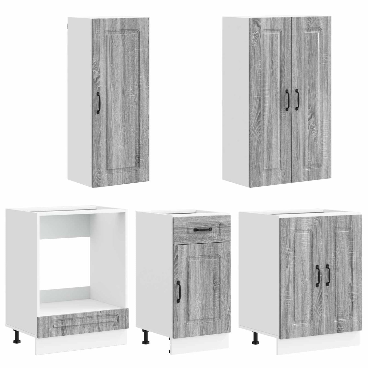 vidaXL Μονάδα κουζίνας KALMAR 5 pcs Γκρι Sonoma Επεξεργασμένο Ξύλο