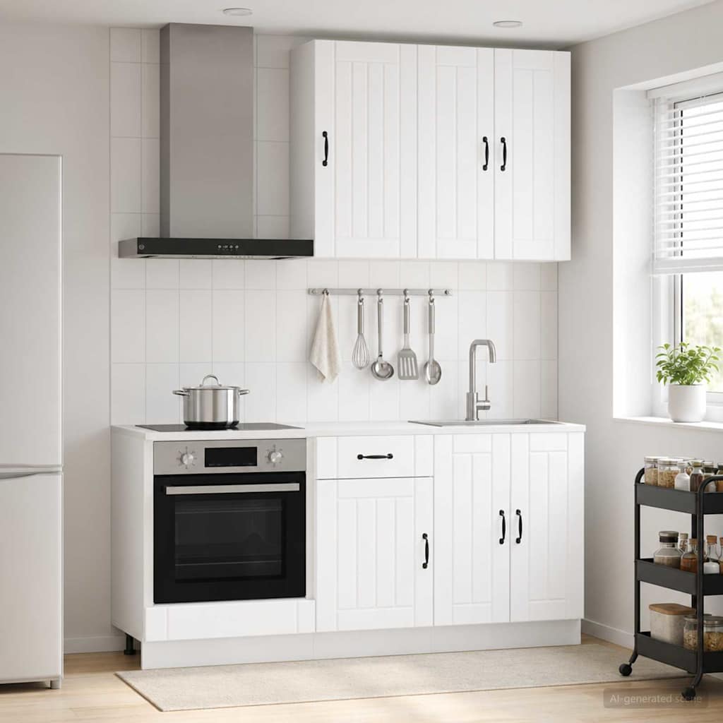 vidaXL Μονάδα κουζίνας LUCCA 5 pcs Λευκό Επεξεργασμένο Ξύλο