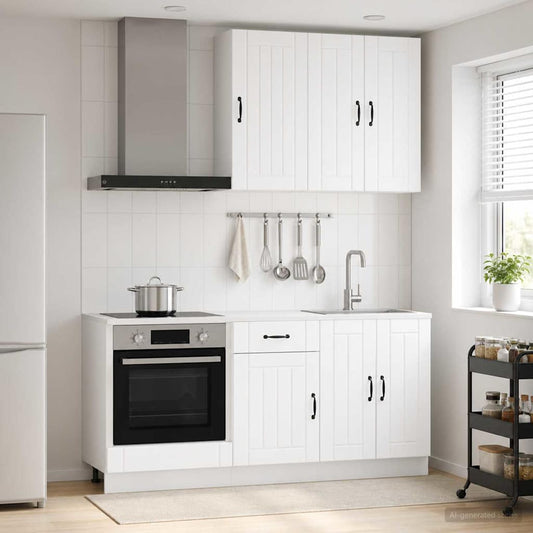 vidaXL Μονάδα κουζίνας LUCCA 5 pcs Λευκό Επεξεργασμένο Ξύλο