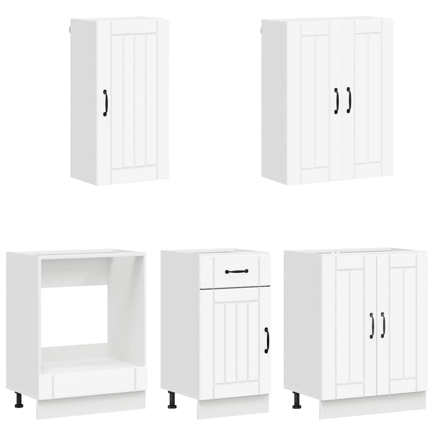 vidaXL Μονάδα κουζίνας LUCCA 5 pcs Λευκό Επεξεργασμένο Ξύλο