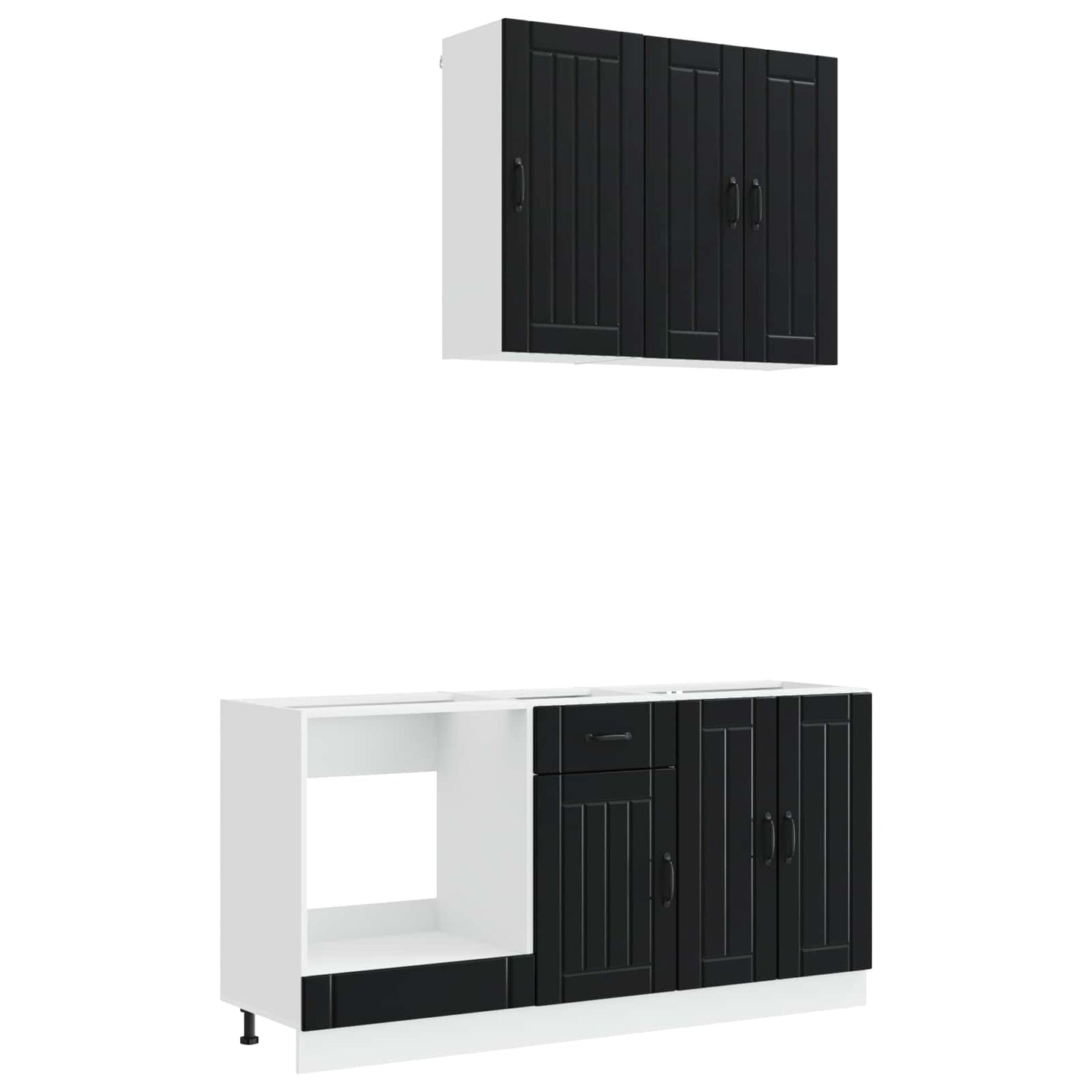 vidaXL Μονάδα κουζίνας LUCCA 5 pcs Μαύρο Επεξεργασμένο Ξύλο