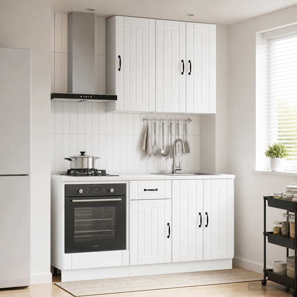 vidaXL Μονάδα κουζίνας LUCCA 5 pcs Γυαλιστερό Λευκό Επεξεργασμένο Ξύλο