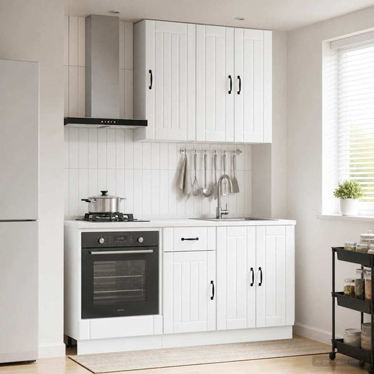 vidaXL Μονάδα κουζίνας LUCCA 5 pcs Γυαλιστερό Λευκό Επεξεργασμένο Ξύλο