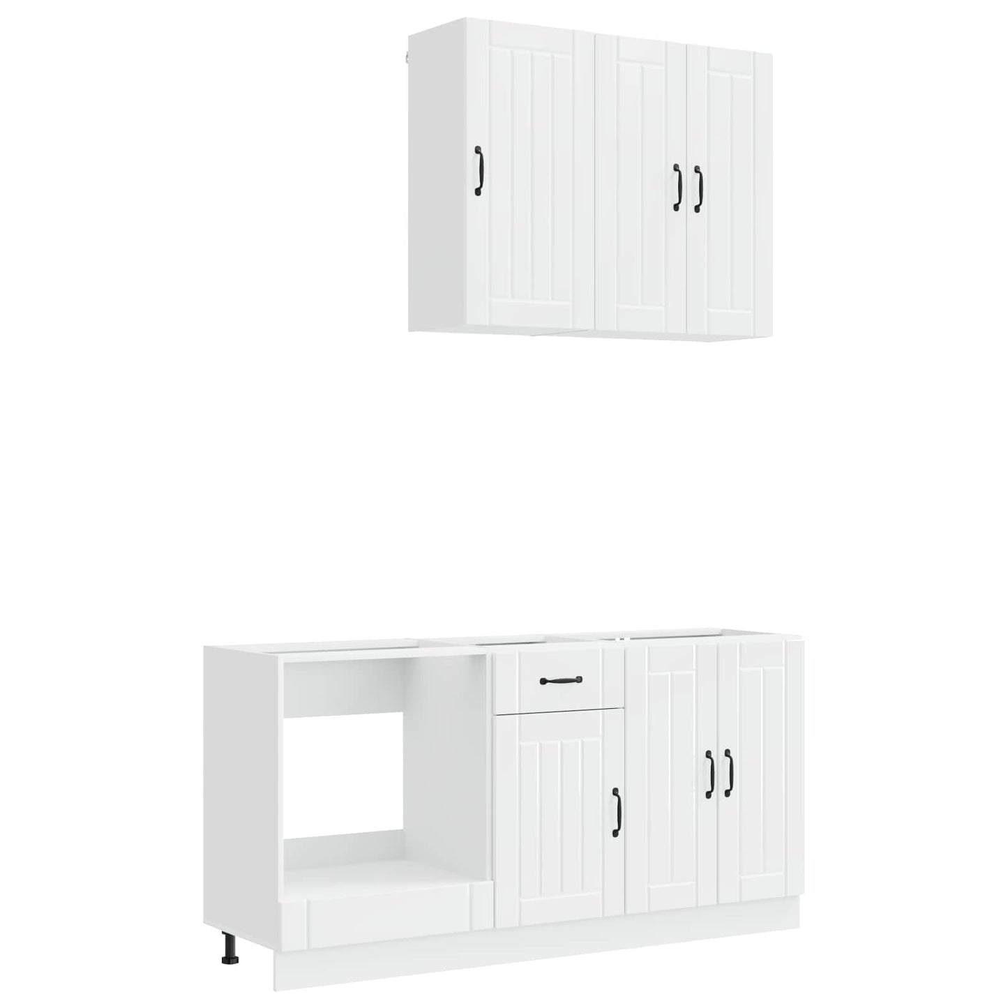 vidaXL Μονάδα κουζίνας LUCCA 5 pcs Γυαλιστερό Λευκό Επεξεργασμένο Ξύλο