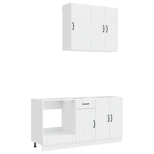 vidaXL Μονάδα κουζίνας LUCCA 5 pcs Γυαλιστερό Λευκό Επεξεργασμένο Ξύλο