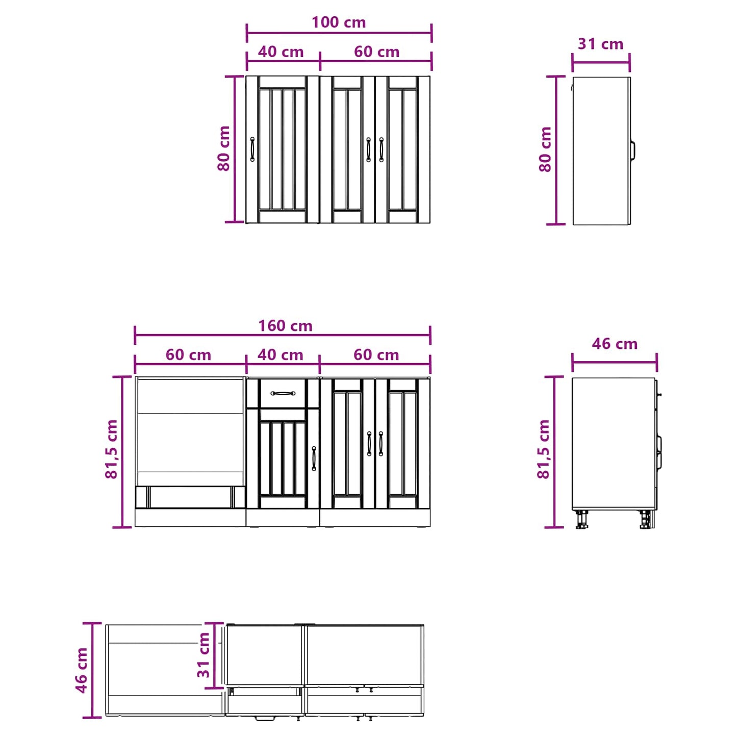 vidaXL Μονάδα κουζίνας LUCCA 5 pcs Γυαλιστερό Λευκό Επεξεργασμένο Ξύλο