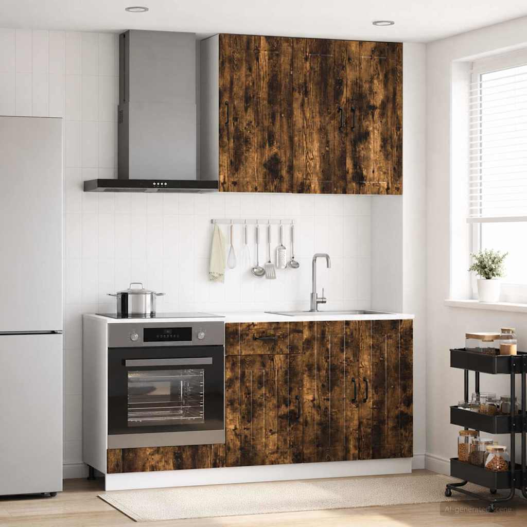 vidaXL Μονάδα κουζίνας LUCCA 5 pcs Καπνισμένο Ξύλο Δρυός