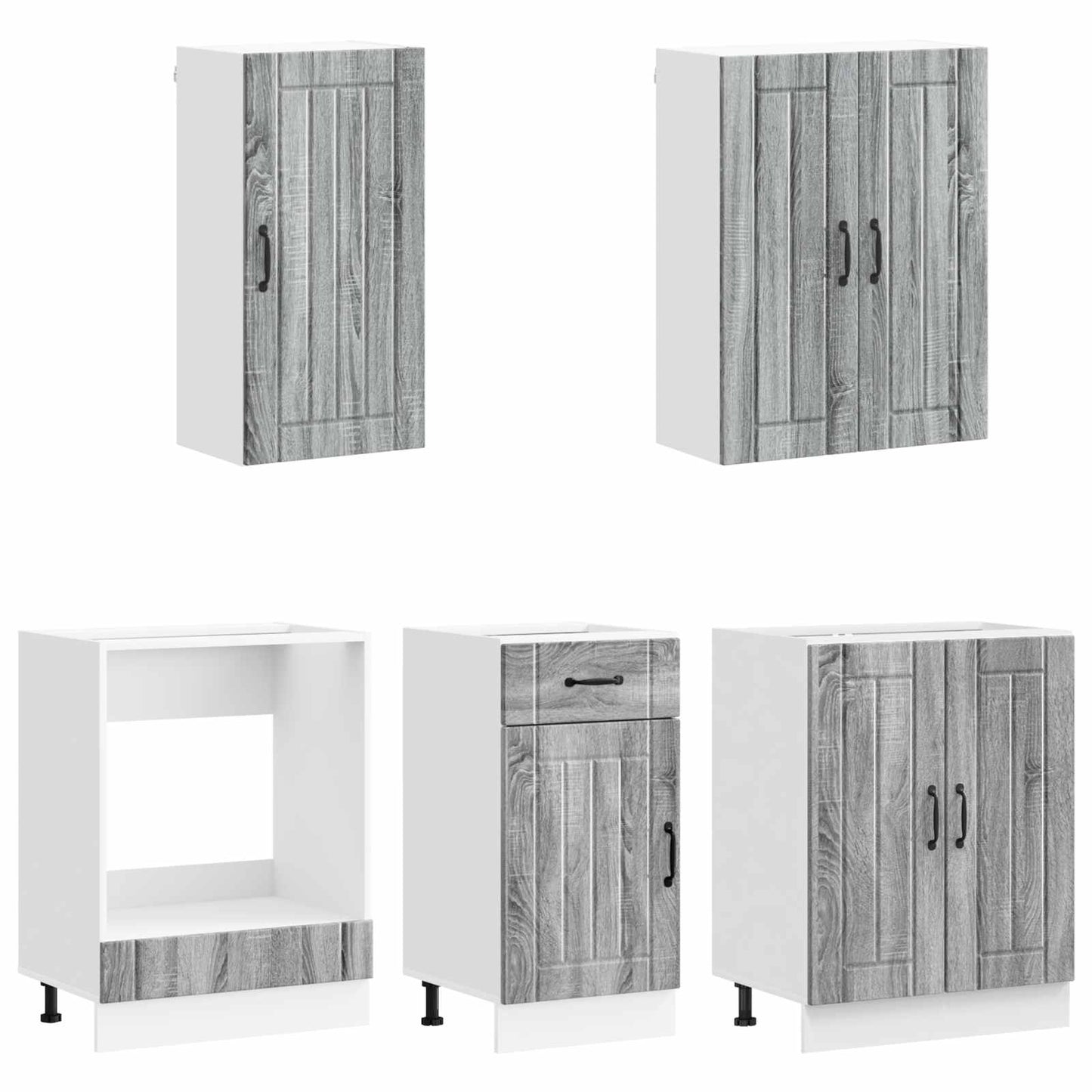 vidaXL Μονάδα κουζίνας LUCCA 5 pcs Γκρι Sonoma Επεξεργασμένο Ξύλο