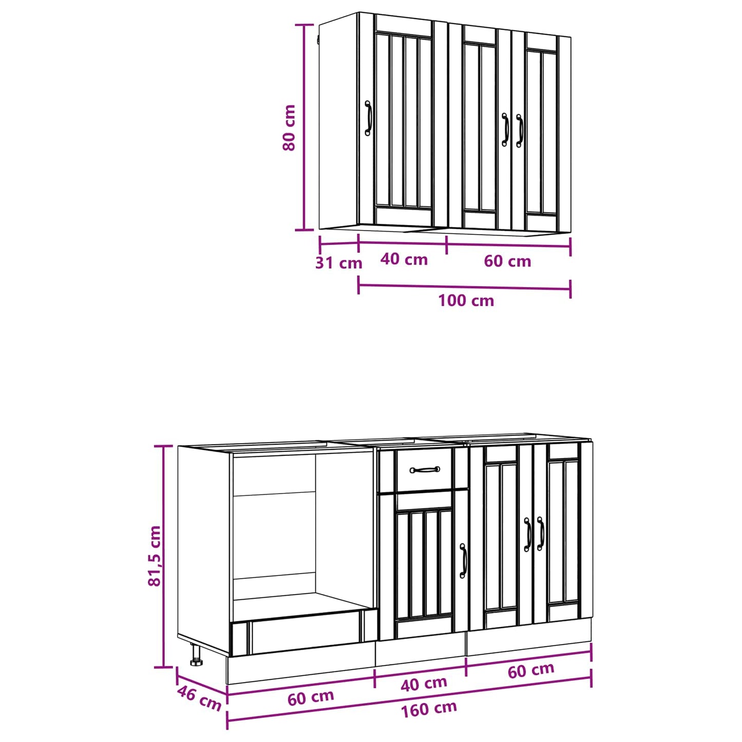 vidaXL Μονάδα κουζίνας LUCCA 5 pcs Καφέ Ξύλο Δρυός Επεξεργασμένο Ξύλο