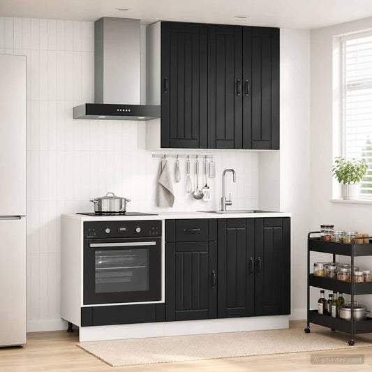 vidaXL Μονάδα κουζίνας LUCCA 5 pcs Μαύρο Επεξεργασμένο Ξύλο