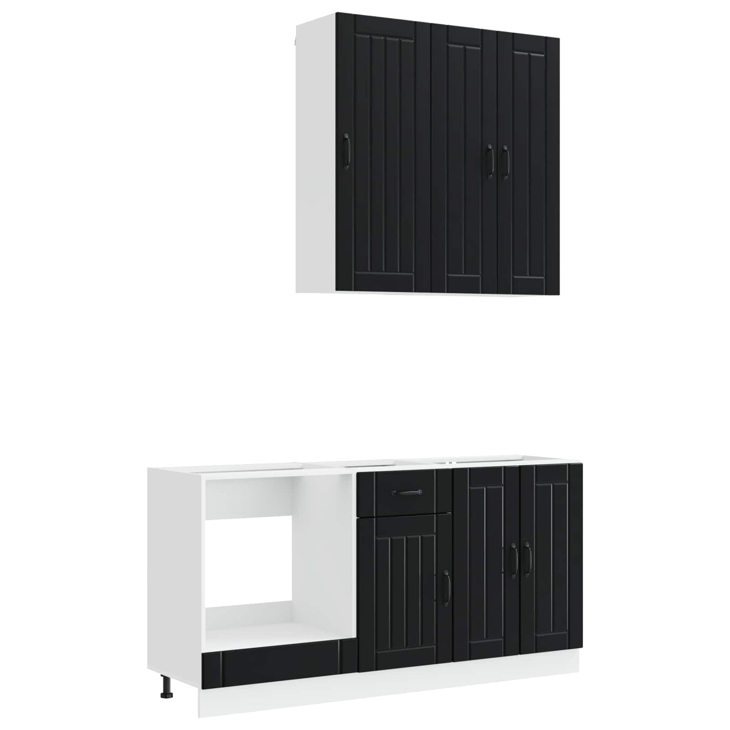 vidaXL Μονάδα κουζίνας LUCCA 5 pcs Μαύρο Επεξεργασμένο Ξύλο