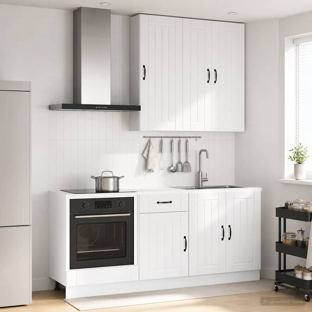 vidaXL Μονάδα κουζίνας LUCCA 5 pcs Γυαλιστερό Λευκό Επεξεργασμένο Ξύλο