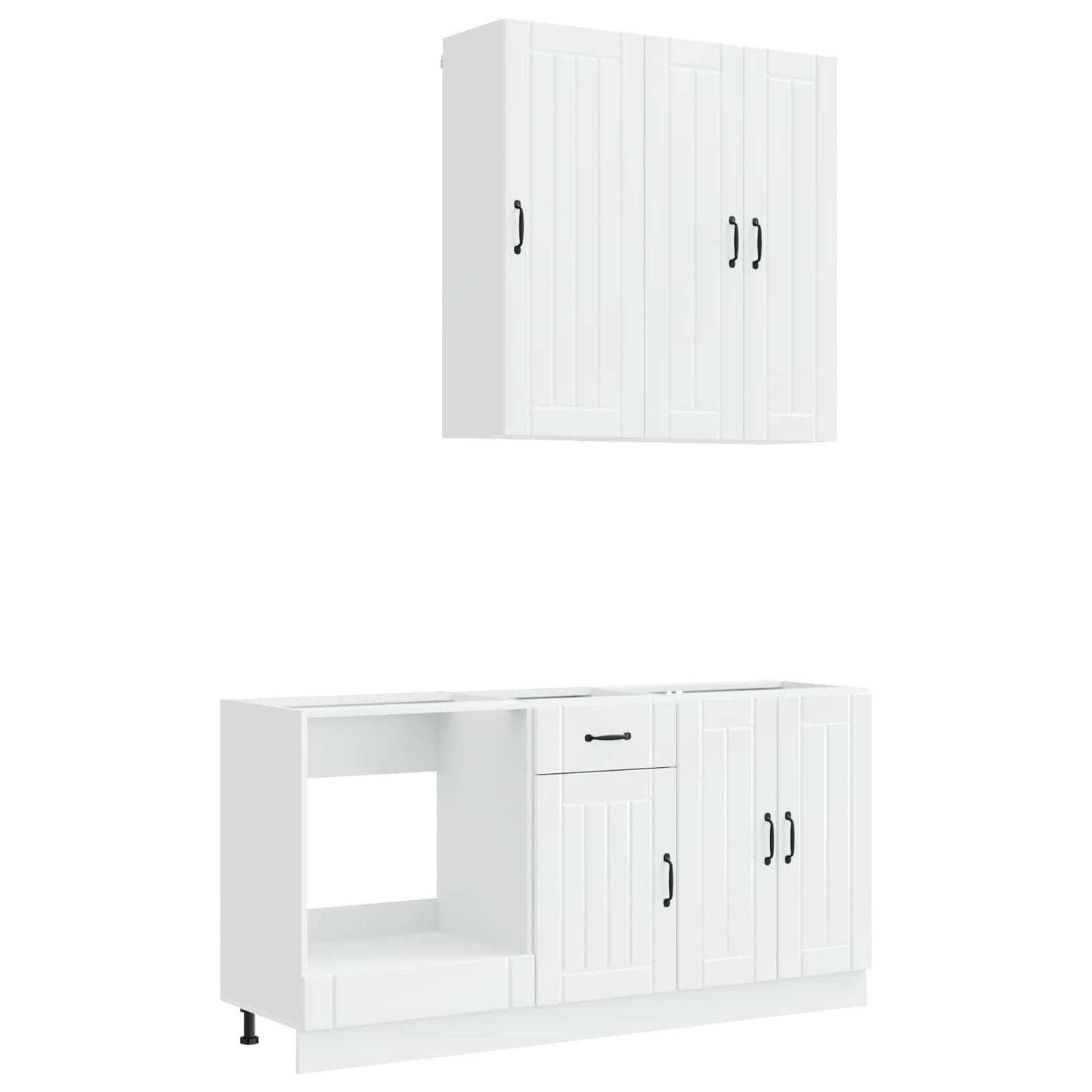 vidaXL Μονάδα κουζίνας LUCCA 5 pcs Γυαλιστερό Λευκό Επεξεργασμένο Ξύλο