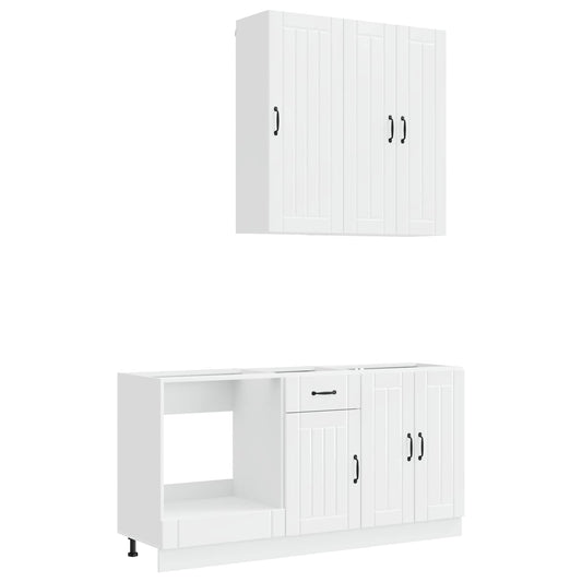 vidaXL Μονάδα κουζίνας LUCCA 5 pcs Γυαλιστερό Λευκό Επεξεργασμένο Ξύλο