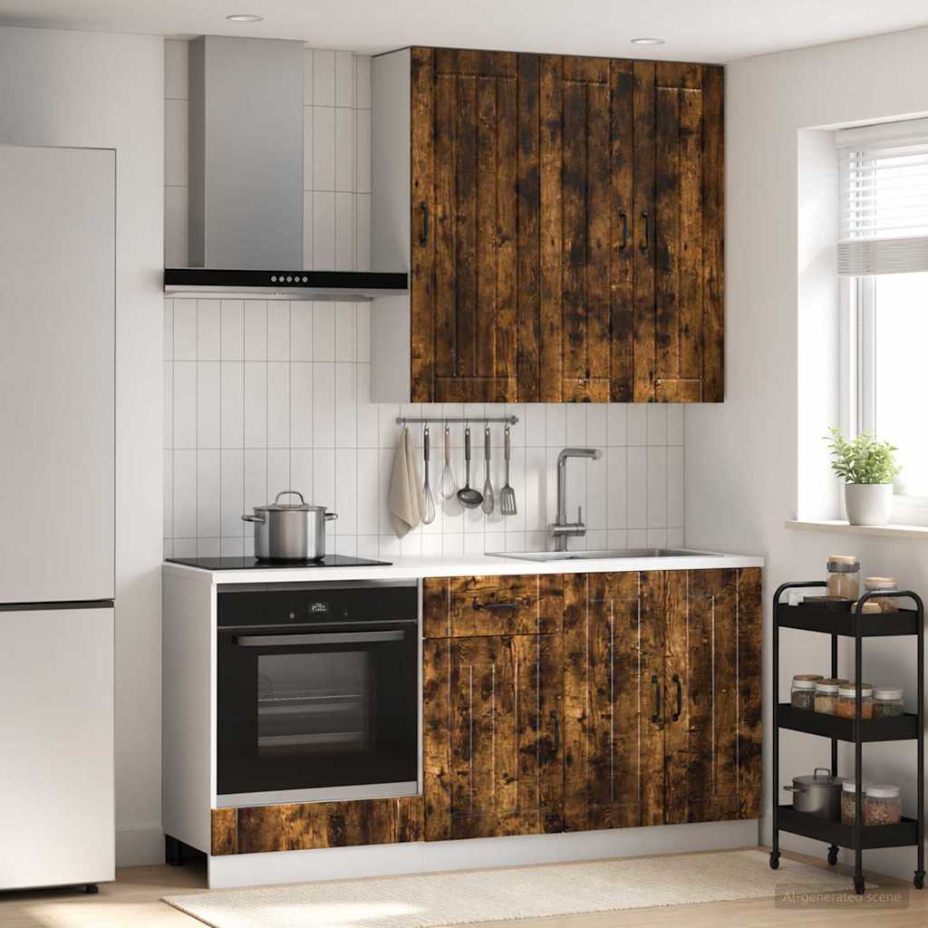 vidaXL Μονάδα κουζίνας LUCCA 5 pcs Καπνισμένο Ξύλο Δρυός