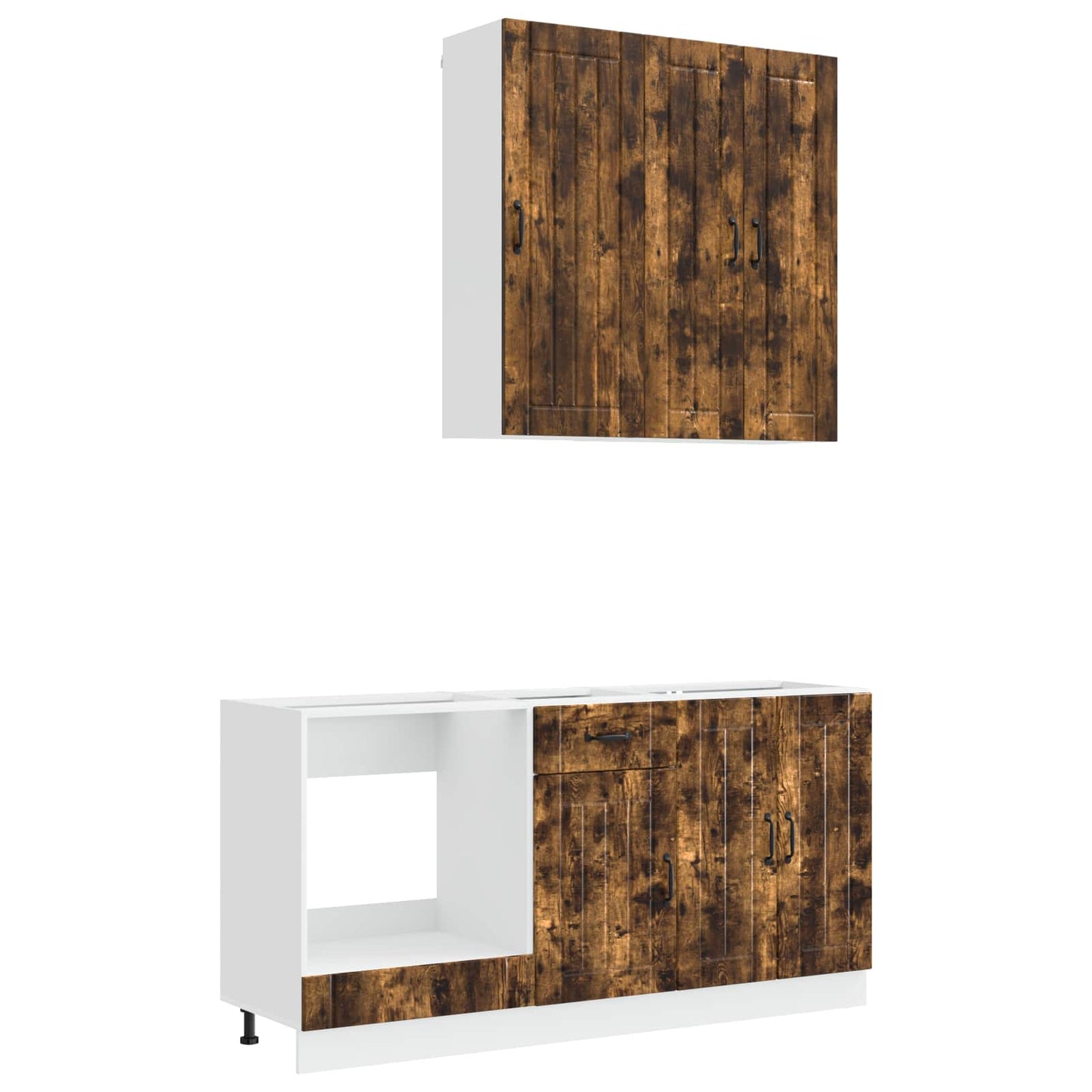 vidaXL Μονάδα κουζίνας LUCCA 5 pcs Καπνισμένο Ξύλο Δρυός