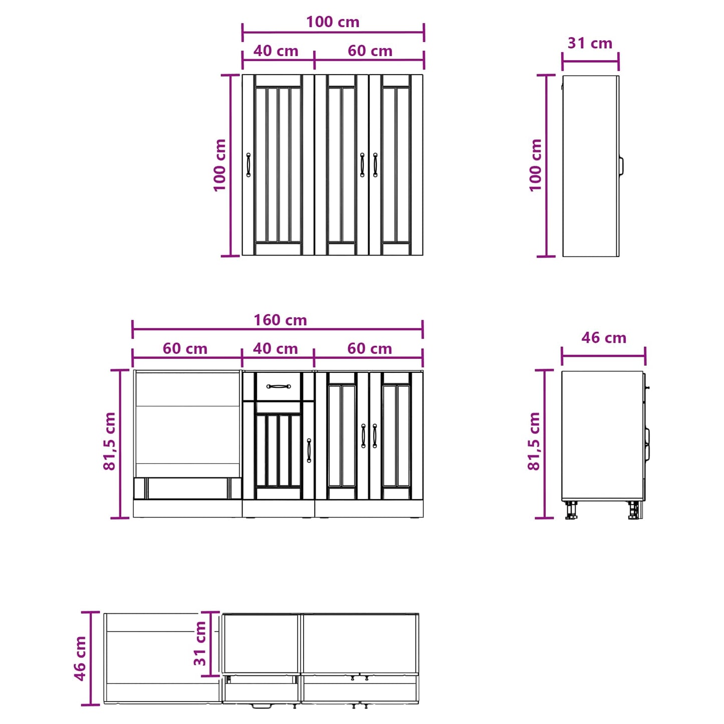 vidaXL Μονάδα κουζίνας LUCCA 5 pcs Καπνισμένο Ξύλο Δρυός