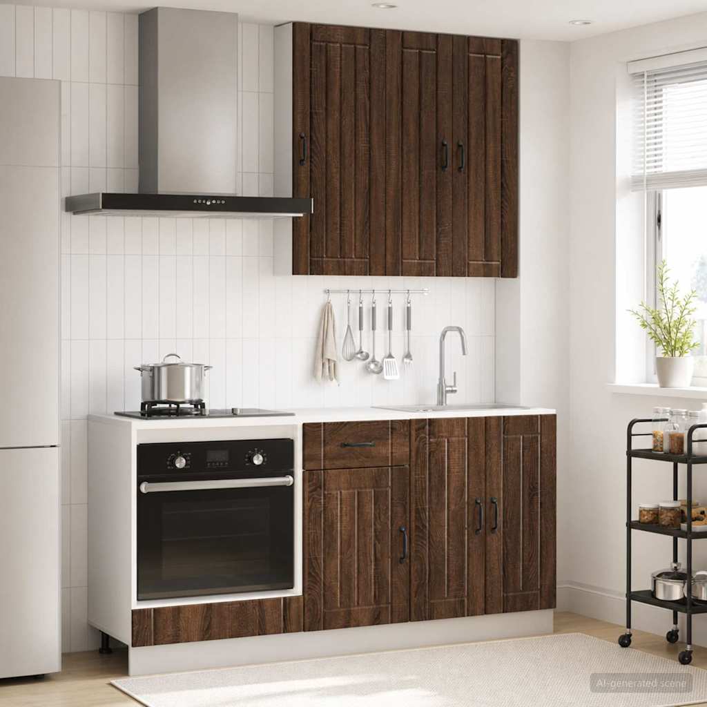 vidaXL Μονάδα κουζίνας LUCCA 5 pcs Καφέ Ξύλο Δρυός Επεξεργασμένο Ξύλο